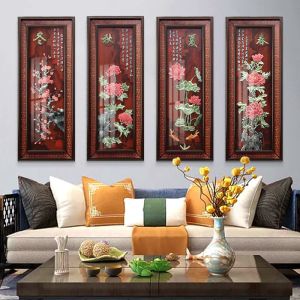 维诺亚中式客厅装饰画电视沙发背景墙壁画餐厅立体仿古浮雕玉雕实木挂画