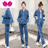 七斓欧货牛仔套装女2023新款休闲时尚高级感网红炸街阔腿裤套