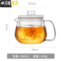 三维工匠玻璃大号泡茶壶透明飘逸花茶过滤家用冲茶泡茶杯器大容量功夫套装 560单壶