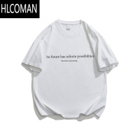HLCOMANFOFWMODE 2025夏装美式简约字母印花短袖T恤男女宽松情侣体恤衫潮