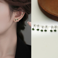 925纯银牛油果耳钉女螺丝拧扣养耳洞耳骨钉洗睡免摘养耳棒小耳环送女朋友老婆情人节七夕生日礼物