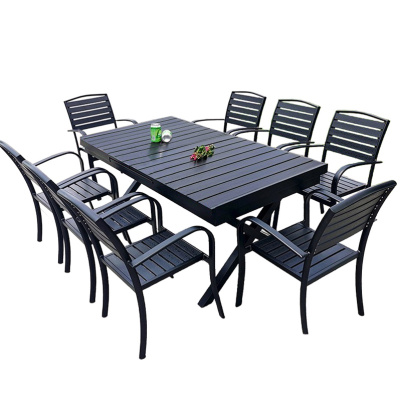 依韵珂户外伸缩桌180/240*90cm+8椅套