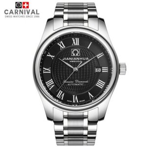 瑞士嘉年华CARNIVAL手表星球商务系列男士全自动机械表 男表正装时尚日历防水手表大三针镂空精钢男表腕表8668G
