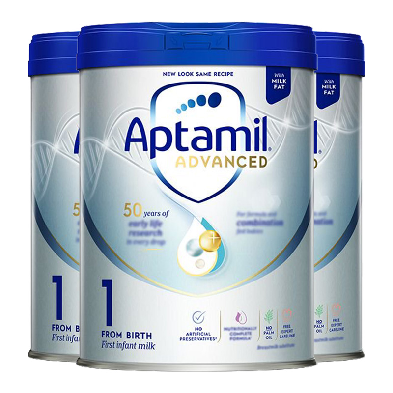 有效期到27年3月-3罐装 | Aptamil 英国爱他美 白金版 婴幼儿配方奶粉 1段 (0-6月)800g/罐