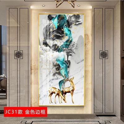 轻奢玄关装饰画竖版现代简约走廊挂画抽 jc31(金色边框) 40*80cm晶瓷画(晶瓷工艺+金属框)统一发金色边框(需换