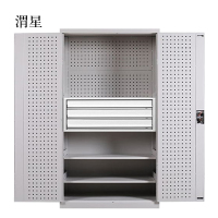 渭星工具柜加厚铁皮储物柜工厂车间用带抽屉汽修多功能收纳柜通门内三抽柜灰白色