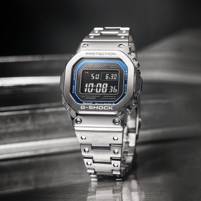 CASIO旗舰店卡西欧手表男G-SHOCK金属小方块银块潮流运动男士电子石英表男日韩腕表生日送礼GMW-B5000D