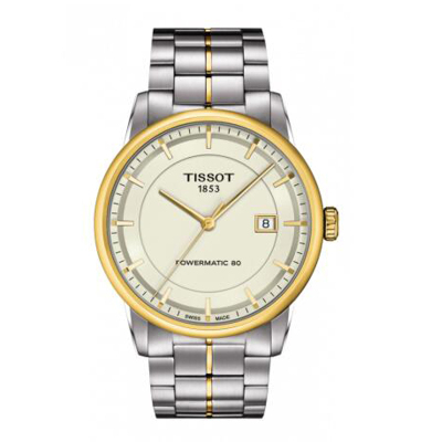 天梭（TISSOT)瑞表豪致系列钢带间金机械男表T086.407.22.261.00