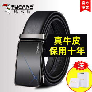 啄木鸟皮带男士真皮自动扣腰带韩版时尚休闲中青年商务纯牛皮裤带