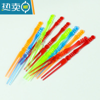 敬平水果叉KTV家用加厚水果签两齿竹节叉透明水果蛋糕叉子 彩色 2000支/箱(25包80支)