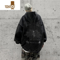 YANXU水洗做旧卫衣男款秋季美式复古欧美高街连帽oversize情侣外套