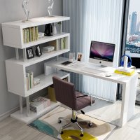 拐角书柜书桌书架组合一体电脑台式桌家用简约省空间经济型大学生