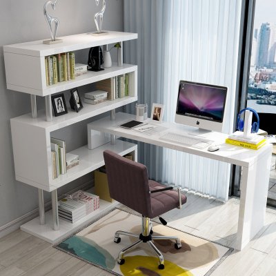 拐角书柜书桌书架组合一体电脑台式桌家用简约省空间经济型大学生