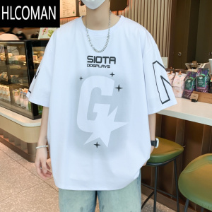 HLCOMAN青少年短袖t恤男夏季2025新款初中高中学生潮流帅气夏装上衣