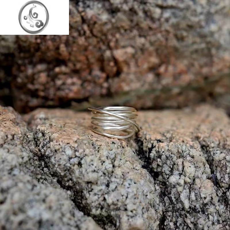 JiMiten 925银银 手工不规则线圈戒指 日系小众设计ins风简约银指环女