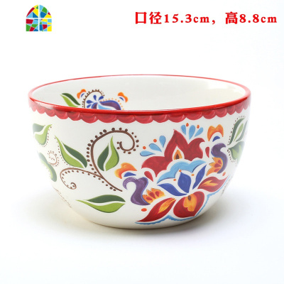 6英寸陶瓷碗面碗汤碗美式田园麦片碗大碗家用餐具 FENGHOU 黑6英寸碗