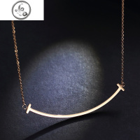 日韩笑脸项链 女表情锁骨链短款微笑吊坠镀玫瑰金色欧美配饰品 JiMi