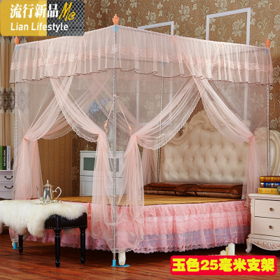 三维工匠宫廷蚊帐1.5米1.8m床双人家用1.2网红落地支架加密加厚三开纹帐