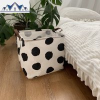 ins风简约布艺防水衣服收纳筐棉麻收纳方篮脏衣篮可折叠学生家用 三维工匠收纳篮