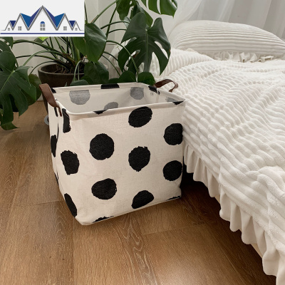 ins风简约布艺防水衣服收纳筐棉麻收纳方篮脏衣篮可折叠学生家用 三维工匠收纳篮