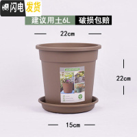 三维工匠升级二代加仑盆加厚塑料树脂阳台玫瑰月季铁线莲绿萝大号控根花盆 卡其色环二代2加仑(含托) 大花盆容器