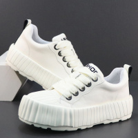 厚底增高男鞋新款真皮小白鞋贝壳头潮流板鞋轻便透气休闲鞋子