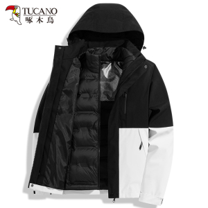 啄木鸟男士羽绒冲锋衣2025新款三合一可拆卸防风防水登山服外套女