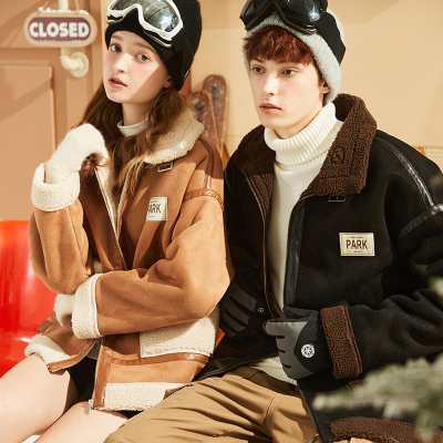 [3件8.5折280.4元,叠加优惠券]唐狮冬季新款情侣外套美拉德外套男女仿麂皮绒情侣装休闲夹克