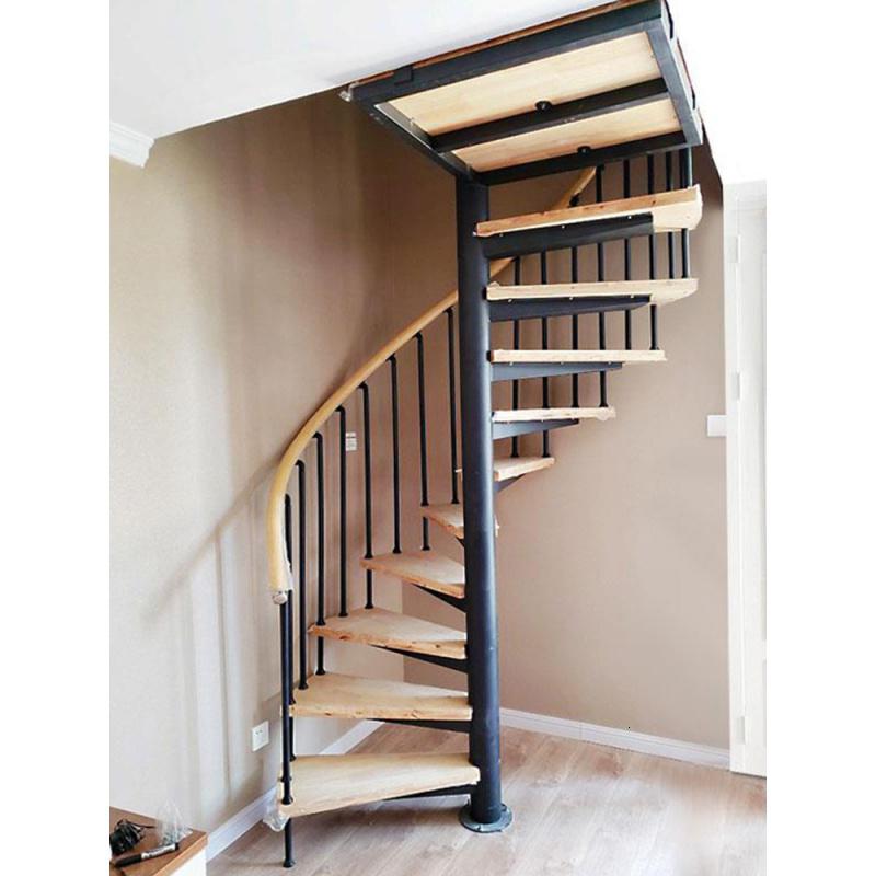 闪电客旋转楼梯室内阁楼复式阁楼钢木楼梯家用整体别墅实木loft楼梯