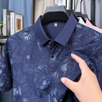 男士短袖POLO衫翻领薄款休闲夏季半袖T恤男蝴蝶印花免烫翻领