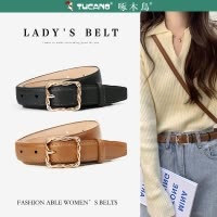 啄木鸟皮带女士2025新款真皮时尚百搭软牛皮配牛仔裤腰带网红款