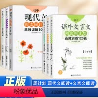 [全2册]现代文+课外文言文 七年级/初中一年级 [正版]周计划初中课外文言文阅读高效训练120篇现代文100篇七八九年