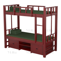 翌嘉 实木双人床公寓床上下铺宿舍床木质双人床含床下柜