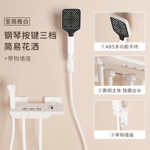 枪灰色淋浴花洒套装家用卫浴精铜简易分体式卫生间浴室增压沐浴器