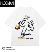 HLCOMAN国潮美式趣味麦当劳小众高街头嘻哈情侣短袖T恤男女
