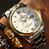 瑞士嘉年华CARNIVAL手表名匠商务男士系列双日历全自动机械表 男防水大三针镂空背透精钢男表正装时尚腕表8670G
