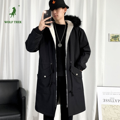 七匹狼国际公司授权WOLFTREK-冬装棉衣服派克服男女风衣男中长款加绒加棉大衣男加肥加大码披风