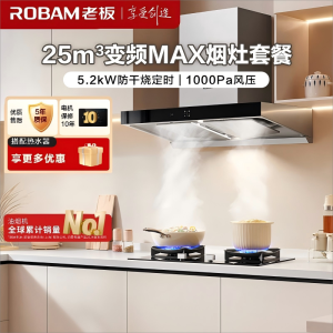 老板(ROBAM)烟灶套餐 25m³油烟机燃气灶套装 顶吸油烟机套装 烟灶套装5.2kW定时灶具 65X3S+51B0A
