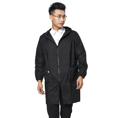 韩式秋冬护衣罩衣成人工作服工厂车间围裙男士长袖拉链迷彩围腰