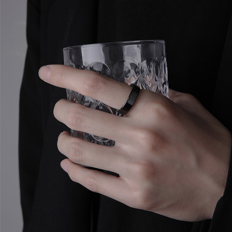 黑色陶瓷戒指男复古潮牌高级感男生食指磨砂素圈简约石头男士指环送女朋友老婆情人节七夕生日礼物