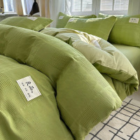 全棉华夫格床上四件套纯棉2026新款简约床单被套罩床笠款床品
