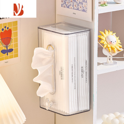 三维工匠纸巾盒壁挂式抽纸面巾纸洗脸巾客厅家用创意厕所厨房倒挂轻奢 透明 1个装[壁挂/台面双用]