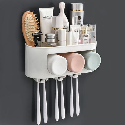 免打孔吸壁式牙刷置物架阿斯卡利(ASCARI)卫生间挂墙壁挂刷牙杯漱口杯牙缸牙具套装牙刷架-3杯