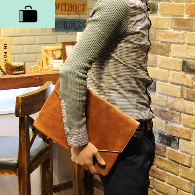 小P男包2018新款潮包韩版时尚手拿信封包复古手拿包文件包NEWLAKE男士手拿包