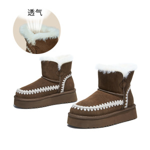 真羊毛真皮雪地靴女冬新款加绒保暖百搭复古棉靴休闲加厚女靴