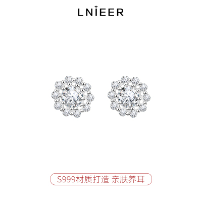999纯银锆石耳钉女养耳洞耳骨钉螺丝拧扣耳环睡觉免摘纯银耳饰送女朋友老婆情人节七夕生日礼物