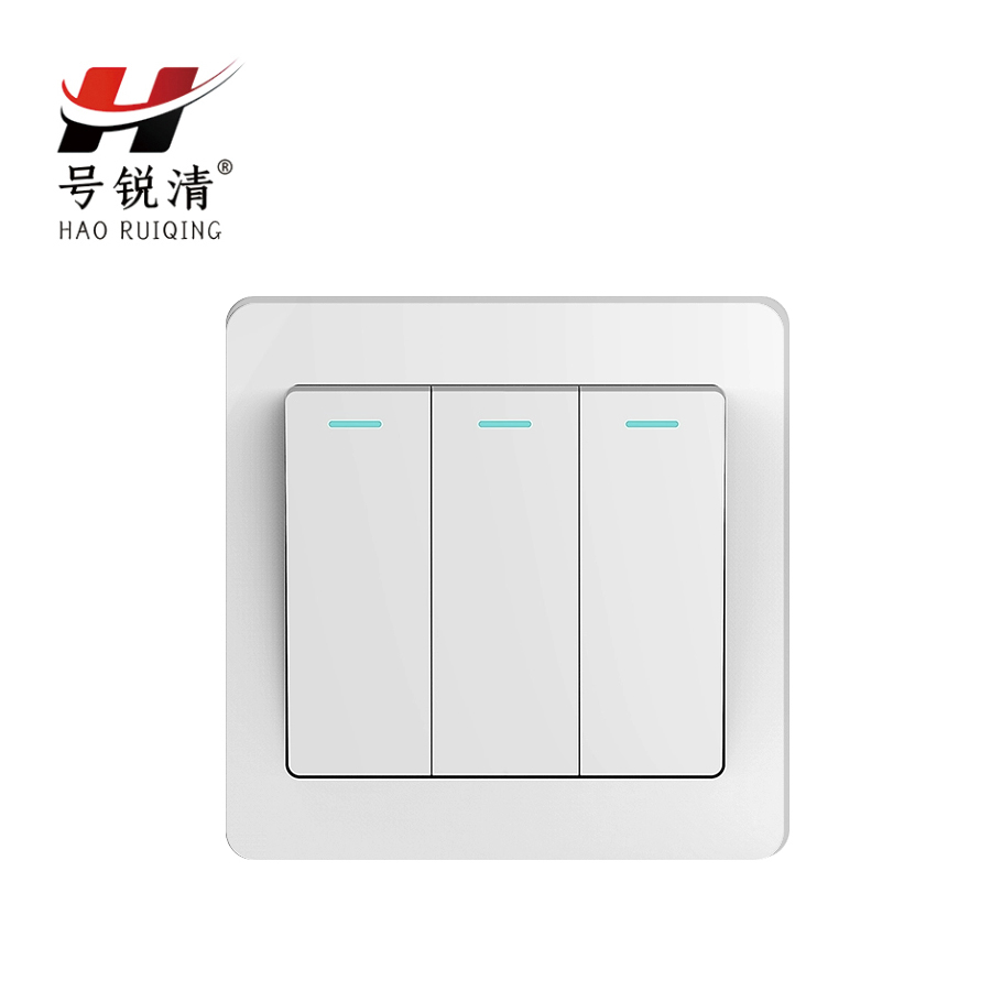 号锐清墙壁开关 86型三开 个