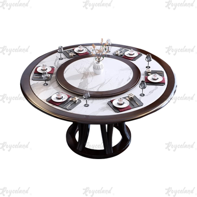 洛诗莲 (RoyceLand) 岩板餐桌实木圆形餐桌椅组合1.5米圆桌10把餐椅