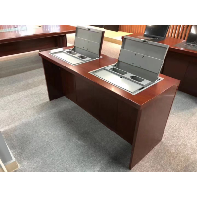 匡大翻转电脑桌会议桌1.6米两人位+椅子*2/一套