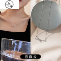 交叉X型项链ins气质简约网红冷淡风短款锁骨链颈带嘻哈颈链女潮 JiMi
